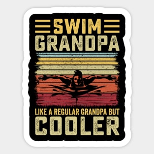 Swim Grandpa - Retro Sunset Swimmer Design Sticker